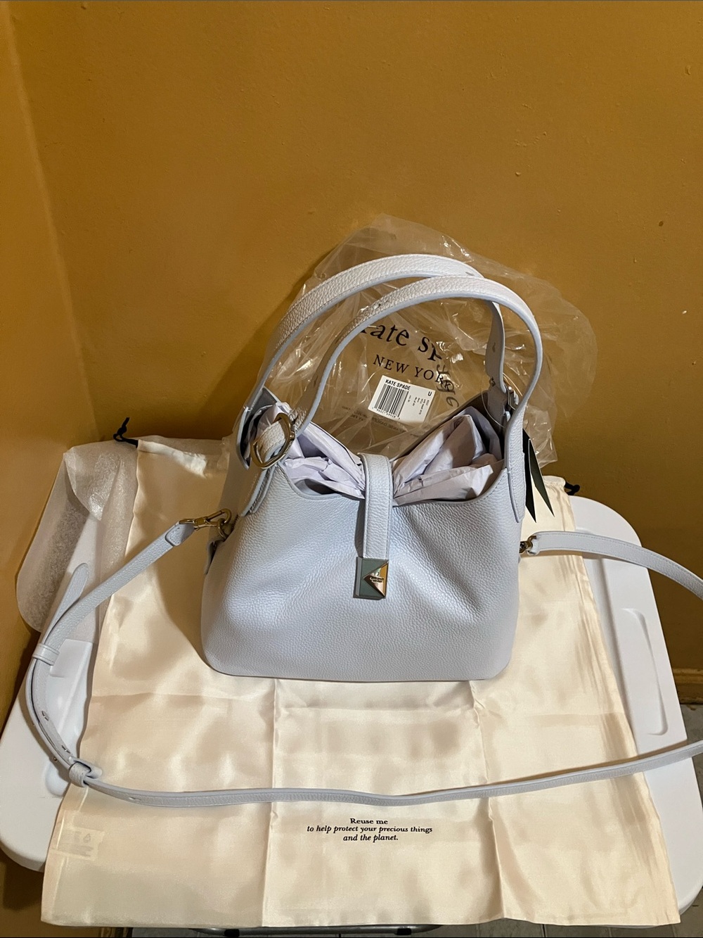 kate spade DecoPale Sapphire Pebbled Leather Shoulder Bag